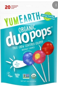 lot 1775 image: YumEarth Organic Duo Pops - Fruit Chew Centered Lollipops 20 Count