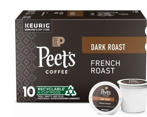 lot 1820 image: Peets Coffee, Dark Roast K-Cup Pods for Keurig Brewers - French Roast 10 Count (1 Box of 10 K-Cup Pods)