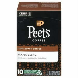 lot 1822 image: Peet s Coffee House Blend K Cup Coffee Dark Roast  10 Pods