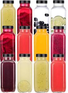 lot 1876 image: 12 Pack 8 oz Glass Juice Bottles with Black Lids & Labels, Reusable Travel Juice Storage Containers, Clear Glass Drink Jars for Juicing, Water, Ginger, Wellness Shots - Leakproof, Dishwasher Safe