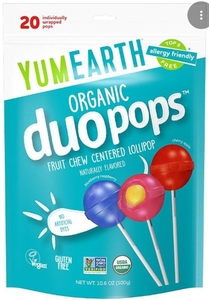 lot 1885 image: 10.6 oz Organic Duo Pops Fruit Chew Centered Lollipop