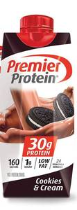 lot 1893 image: Premier Protein High-Protein Shake, Cookies & Cream, 9 pack - 11FL OZ