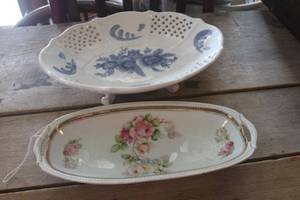 lot 3780 image: Antique Oval Celery China Dish & More
