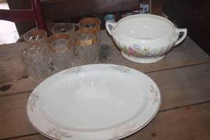 lot 3794 image: Vtg. Platter, Glasses and More