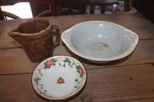 lot 3802 image: Vtg. Nippon Bowl, Brown Pitcher and More