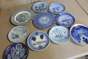 lot 3894 image: Vtg. Royal Copenhagen Blue Dcor Plates & More