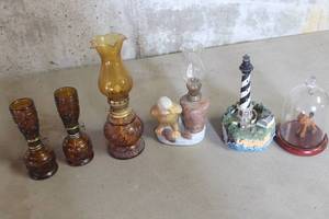 lot 3906 image: Vtg. Oil Lamps and More