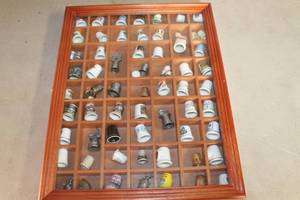 lot 3911 image: 60 Collectible Thimbles with Case