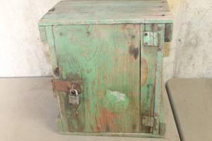 lot 3913 image: Primitive Green Wood Cabinet
