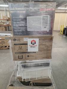 lot 56772 image: LG - 1,420 Sq. Ft. 24,000 BTU Smart Window Air Conditioner with 12,000 BTU Heater - 3 ct.