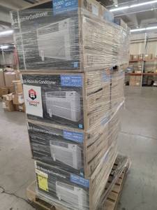 lot 56774 image: 10,000 BTU LG 115V Window Air Conditioner Cools 450 sq. ft. with Wi-Fi, Remote and in White - 8 ct.