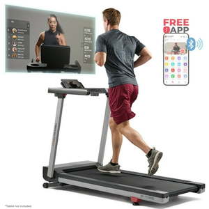 lot 56789 image: Sunny Health & Fitness 20  Wide Foldable Auto Incline Treadmill  Quiet Brushless Motor  300 LB Capacity w Smart Bluetooth & FREE SunnyFit� App- SF-T723030