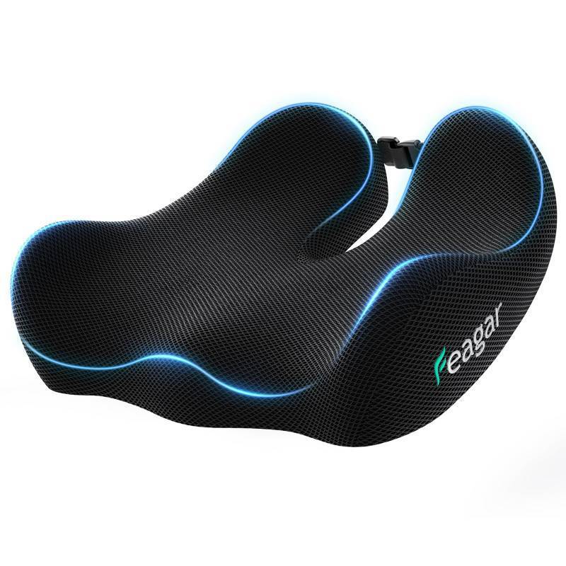 lot 1875 image: Feagar Office Chair Cushion for Sciatica &amp Tailbone Pain Relief Extra Thick Memory Foam Seat Cushion for Long Sitting, Desk Chair &amp Wheelchair, Non-Slip Bottom