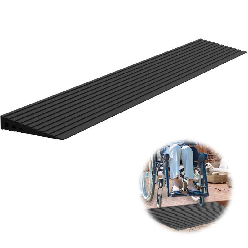 lot 1324 image: Nuvium 1 Rise Threshold Ramps for Doorways, 2000 Lbs Load Capacity, 35.5 Wide Natural Rubber Power Wheelchair Ramp is Adjustable and Cuttable for Doorways, Curb, Sweeper, Power Scooters, Bathroom