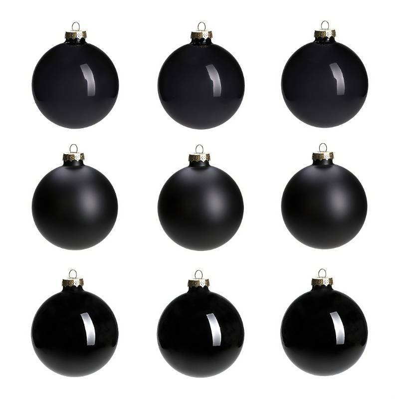 lot 8477 image: AOMOONOA Black Glass Christmas Ball Ornaments for Xmas Trees, 3.15 Christmas Hanging Ornaments Set of 9 for Holiday Party Xmas Tree Decorations Gifts