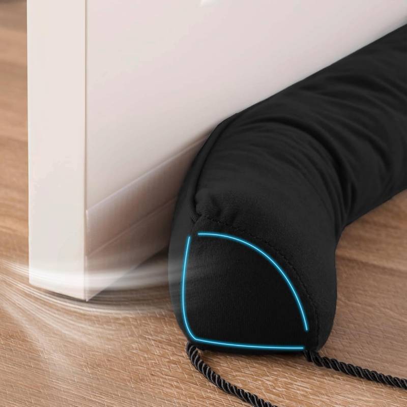 lot 14803 image: Sunolga Door Draft Stopper Blocks Hot and Cold Air with Removable Washable Cover for Bottom of Door, All-Season Seal for Wind, Right Angle Door Sweep for Gaps Up to 3, Home Essentials, 38, Black