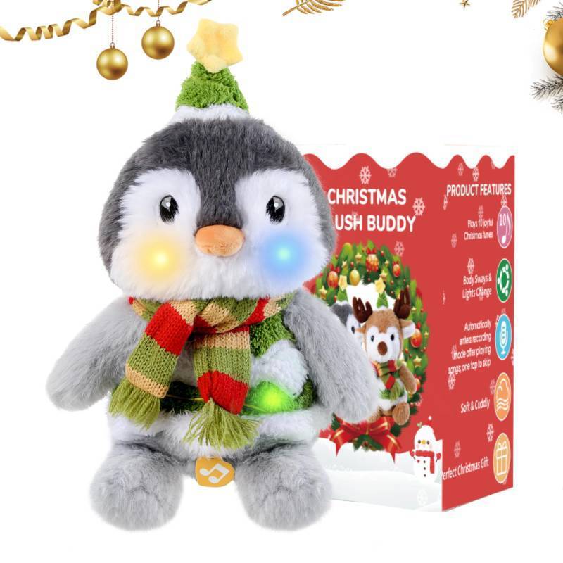 lot 14957 image: MILEGI Christmas Penguin Plush Interactive Toy, Dancing Singing Repeating Light up Penguin Stuffed Animal, Animated Christmas Plush Musical Holiday Decorations for Kids Boys Girls Gifts