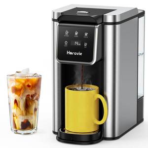lot 2021 image: Horavie Single Serve Coffee Maker for K-Cup Pod and Grounds, Hot and Iced Coffee Maker, Strong Button Feature, 6 to 14oz Brew Sizes, 50oz Removable Tank, Up to 6.5 Inch Cup, Stainless Steel, Black