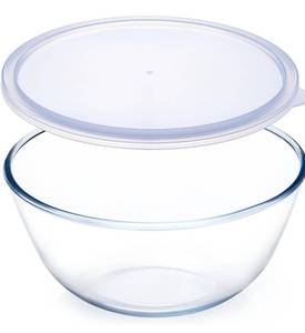 lot 2025 image: 4.7 Quart Large Glass Mixing Bowl with Lid,