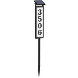 lot 2045 image: Eyrosa Solar Illuminated LED Lighted Address Sign, House Numbers for Outside Yard Home, Numbers Plaque Outdoor Waterproof, Black