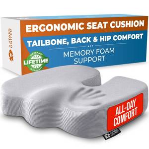 lot 2046 image: 5 STARS UNITED Seat Cushion for Tailbone Pain Relief Memory Foam Cushion for Coccyx, Hip, Hemorrhoid, Sciatica &amp Post-Surgery Recovery Wheelchair, Car, Desk, Gaming &amp Office Chairs, L Gray