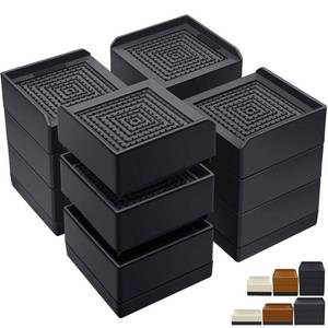 lot 2051 image: ANNKUT Bed Risers 4 inch Heavy Duty, Furniture Risers for Desk Table Sofa Couch Lifts to 1.5, 3 or 4 in, Square Adjustable Risers Blocks, Support Up to 1,300 Lbs 4 Pack-Black