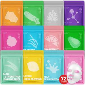 lot 2053 image: KONEUK  Collagen Face Masks Skincare Set for Women, Hydrating & Moisturizing Face Mask for Skin Care, Bulk Sheet Face Masks for All Skin Types, Spa Party Gifts for Women