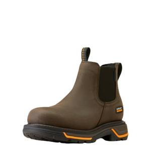 lot 2057 image: Ariat Mens Big Rig Chelsea Waterproof Composite Toe Work Boot - Iron Coffee, 11 Wide