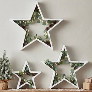 lot 2060 image: Cinnvoice 3 Pcs Farmhouse Wood Decoration for Home Rustic Star Table Centerpiece Wooden Star for Crafts Tabletop Desk Tiered Tray Accents Wedding DIY Ornament Fireplace Mantle