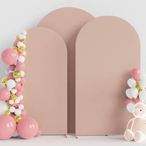lot 2065 image: Wokceer Wedding Arch Cover (7.2FT, 6.6FT, 6FT) Set of 3 Spandex Fitted Wedding Arch Stand Covers for Round Top Chiara Arch Backdrop Stands Cover for Birthday Party Ceremony Banquet Decor Nude