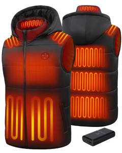 lot 2071 image: TODWARM Men Heated Vest, Detachable Hood Sleeveless Electric Warming Jacket for Winter Hiking Cycling, M