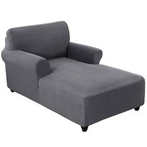 lot 2072 image: FantasDecor Chaise Lounge Cover Stretch Chair Lattice Slipcover with Armrests for Living Room Bedroom Double Arm Soft Jacquard Fabric Machine Washable, Grey