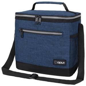 lot 2074 image: opux Extra Large Insulated Lunch Box Men Women, Lunch Bag for Work, Leakproof Soft Cooler Tote Adult, Lunch Pail, Picnic Beach Collapsible Food Bag with Shoulder Strap, Heather Navy