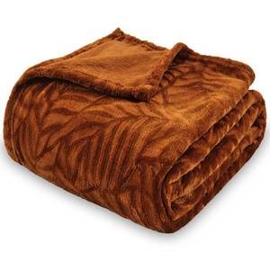 lot 2079 image: SOCHOW Super Soft Flannel Fleece Fall Throw Blanket, Lightweight Cozy Warm Leaves Textured Plush Blanket for Bed Couch Sofa, 60 x 80 Inches, Caramel