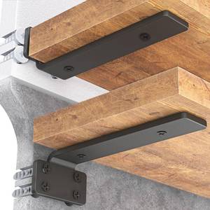lot 2085 image: Goovilla Shelf Bracket, Heavy Duty Floating Shelf Brackets 12 inch Long, 4 Pack Brackets for Shelves, Black Coated Metal Wall Shelf Support Brackets with 15 Inch Thick and 160 lb. Load Capacity