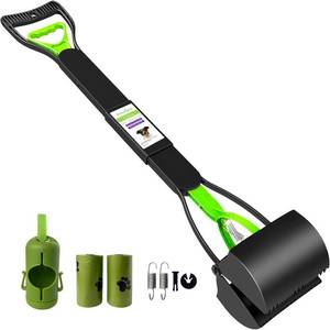 lot 2087 image: ShinyDew 32 Pooper Scooper for Large Small Dogs with 30 Dog Poop Bags & Dispenser Attachment, Extra Long Handle Heavy Duty Poop Scoop, Foldable Dog Poop Picker Upper for Yard