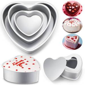 lot 2088 image: FoldTier 6 Pcs Heart Cake Pan Aluminum Cake Pan with Removable Bottom 46 8 Inch Nonstick Baking DIY Baking Mold Tool for Mothers Day Wedding Birthday Holiday Party