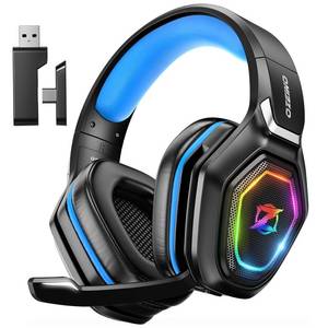 lot 2089 image: Ozeino 2.4GHz Gaming Headset Wireless with Flip Mic for Ps5, Ps4, PC, Gaming Headphones with RGB Light, 40Hr Battery Bluetooth Headset for Laptop, Mobile, Mac