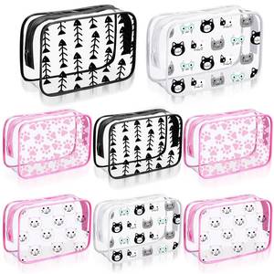 lot 2101 image: Kacctyen 8 Pcs Cat Makeup Bags Christmas Cats Lover Gifts for Women Clear PVC Cat Print Cosmetic Bags Waterproof Travel Toiletry Pouch with Zipper Funny Cats Gifts for Women Mom Birthday Christmas