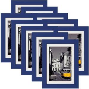 lot 2115 image: eletecpro 5x7 Picture Frames Set of 10, Picture Frame Collage Wall Decor Display 4x6 Photo with Mat or 5x7 without Mat, Home Decor Gallery Frame for Table Top or Wall Mounting, Blue
