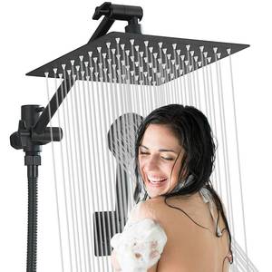 lot 2116 image: 8 inch Rainfall Shower Head Stainless Steel Black, Wide Rain Shower Head with 5 Modes Handheld Water Spray,High Pressure Showerhead with Arm for Bathroom Accessories