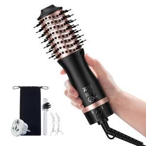 lot 2120 image: slopehill Mini Travel Dual Voltage Hair Dryer Brush,1000 Watts Hot Air Brush with European Plug, Ionic Hair Dryer and Styler for Women, Oval Barrel 2 Heat & 2 Speed Settings for International Travel