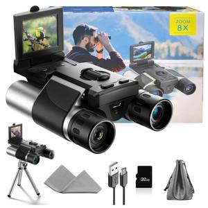 lot 2127 image: Digital Binoculars with Camera - 8X Digital Zoom, 2 LCD Display 40MP Camera 2.5K Videos Ideal for Concerts, Bird Watching, and Outdoor Adventures with 32GB SD Card - S555