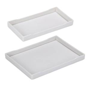 lot 2133 image: 2-in-1 Modern Bathroom Tray - Small & Medium, Rectangle, Multi-Purpose Vanity Tray for Home, Kitchen, Bathroom Sink Counter (White)