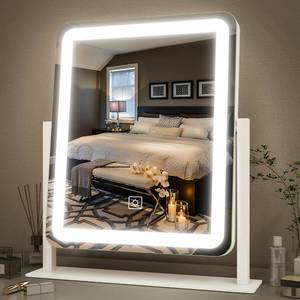 lot 2140 image: FENNIO Vanity Mirror with Lights - 15x12.6 LED Lighted Makeup Mirror, Large Makeup Mirror with Lights, Touch Screen with 3-Color Lighting, Dimmable, for Vanity Desk Tabletop, Bedroom