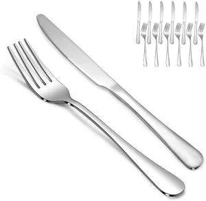 lot 2142 image: SANTUO 12 Piece Silverware Set with 6 Dinner Knives and 6 Dinner Forks,Flatware Set with Top Food Grade Stainless Steel,Tableware Cutlery Set For Home Restaurant Hotel, Mirror Finish, Dishwasher Safe