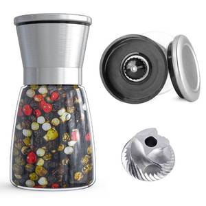 lot 2147 image: Ebaco Professional Pepper Grinder - with Germany Hardened Carbon Steel Mechanism Rotor, Refillable Pepper Mill 6OZ Glass Adjust Coarseness (1PCS-Sliver-304)