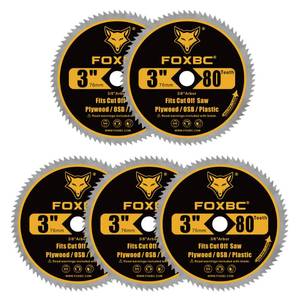 lot 2157 image: FOXBC 3 Inch 80T Circular Saw Blade Cutting for Plywood, OSB, Veneer, Plastic with 38 Arbor - 5 Pack