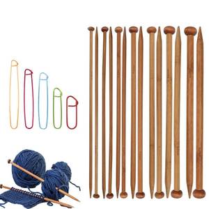 lot 2163 image: 7 Pairs Bamboo Knitting Needles Set, Bamboo Natural, Long Wooden Knitting Needle, Single Point Straight Wood Needles, Wooden Knittings Needle for Beginners for Making Sweater, Shawl, Scarf