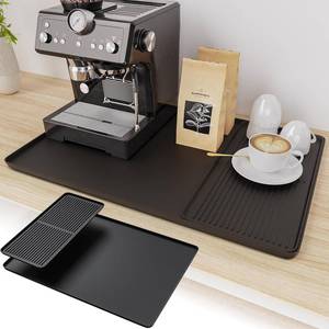 lot 2171 image: 2-in-1 Coffee Mat &amp Dish Drying Mat Coffee Bar Mats for Countertop Coffees Matt for Counter Silicone Coffees Espresso Machine Station Mats Under coffee Maker Spill Matt Countertops Pot 24x16inch
